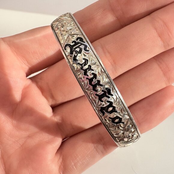 VTG Sterling Silver Hawaiian Bangle Bracelet Kūʻuipo "My Sweetheart" Size L - Picture 4 of 11